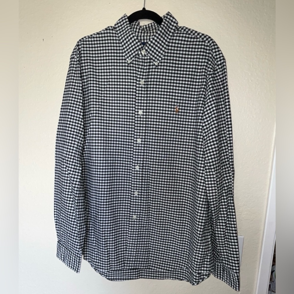 Ralph Lauren Men’s 100% Cotton Thick Black & White Plaid Button Down SIZE XL